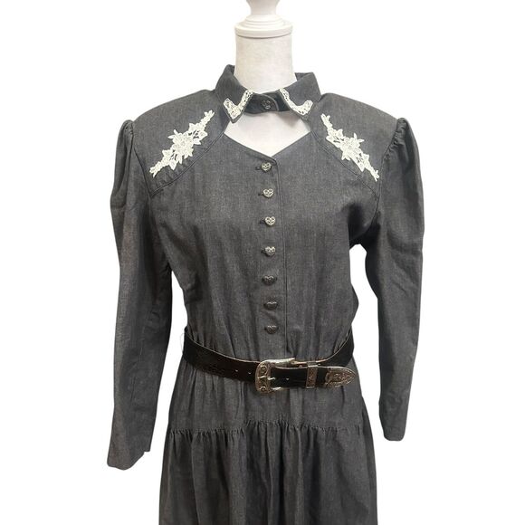 Vintage Miller Stockman Maxi Dress Western Lace Women’s 13/14 Made In USA - Picture 2 of 12